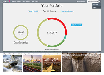 Screenshot of portfolio outcome