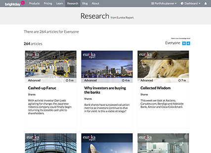 Screenshot of investment strategies